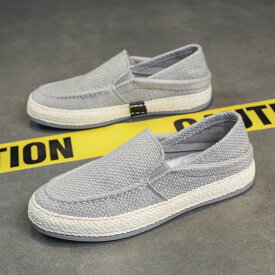 エスパドリーユ シンプル かかと踏める スリッポン メンズ 春夏秋靴 亜麻 ジュート インソール 厚底 フラットシューズ フォーマル 通気 普段履き ウォーキング