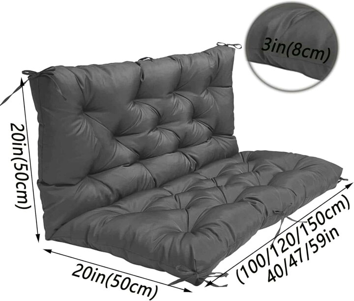 屋外ガーデンスイングベンチクッション 3人掛け背もたれ交換用パッド ポーチパティオ家具用 屋内/屋外用ラブシート木製ベンチクッション 2～ 3人用パティオベンチシートクッションの交換用、屋外ポーチスイングクッション、屋外家具用4インチ厚スイングチェアパッド,Light ... 屋外スイングシートクッション 背もたれ付き 3人掛けガーデンベンチパッド ポーチパティオ家具用 レッドウッドベンチクッション 耐候性