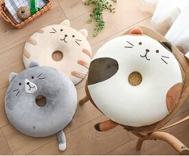 円座クッション ドーナツ型 腰当 猫用 癒し系 シートクッション チェアパッド 丸型 可愛い 柔らか モチフワ