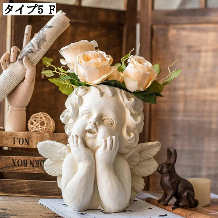 楽天市場】かわいい 天使 置物 置物 ガーデンエンジェル 彫刻 フラワー 