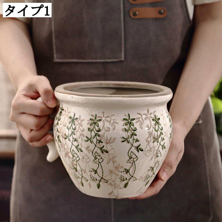 楽天市場】スタイリッシュ プランター 陶器 植木鉢 排水孔付き 