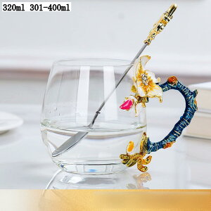 ガラス ティーカップ&ソーサー セット 1客 2客 来客用 欧風 エナメルフラワー プレゼント 母の日 誕生日 お茶 コーヒー 牛乳 デザート ヴィンテージ 食器 カフェ食器