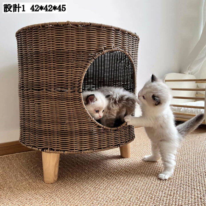楽天市場】猫用ベッド 夏用ラタン製通気性キャットハウス・小型犬用 