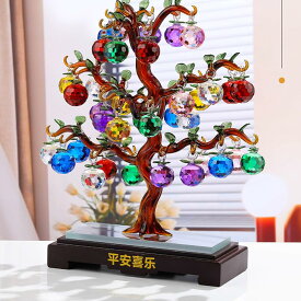 ガラス製 リンゴの木 置物 クリスタル 風水 開運 幸運 アップ インテリア おしゃれ リビング プレゼント ギフト 新築祝い 引っ越し祝い 美しい 装飾品 癒しグッズ