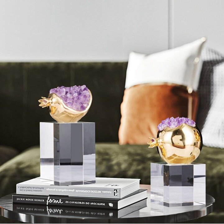 楽天市場】天然石 ザクロ 水晶 クラスター 置物 開運 パワーストーン  