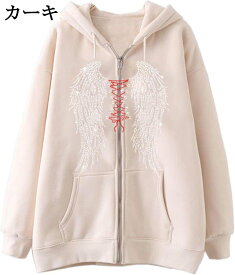 裏起毛パーカー レディース メンズ 長袖 ジップアップ フード付き ジャケット カーディガン トレーナー 原宿系 ゴシック カジュアル 大きいサイズ 男女兼用 春 秋 冬