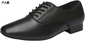 ダンスシューズ 社交ダンス シューズ 本革 革靴 スクエアトゥ エナメル 牛革 メンズ 紐 滑り止め 通気 耐磨耗 エレガント 男性用 ラテン ワルツ 27.5cm
