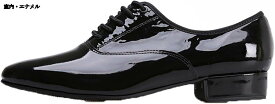 社交ダンスシューズ エナメル 28.0cm メンズ ラテン レースアップ おしゃれ モダン ヒール 光沢 PUレザー ロースクエアヒール 防滑 履きやすい 舞台用 室内/室外用