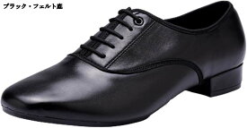 メンズ社交ダンスシューズ 24-29.5cm ヒール2.5cm スエード底 メッシュ PUレザー ラテンダンス レースアップ クラシカル 履き心地 ノンスリップ 舞台用 黒