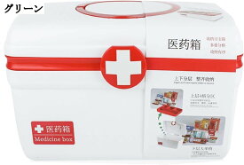 コンパクト薬箱 取っ手付き 取り外しトレイ 救急箱 医療箱 ピルケース 錠剤ボックス 常備薬 旅行 出張 小物整理 防水 持ち運び 便利