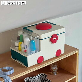 かわいい救急箱 2way 薬ボックス 取っ手付き 携帯用ピルケース 常備薬 絆創膏 包帯 体温計収納 簡単応急手当 高齢者向け