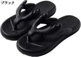 鼻緒付きビーチサンダル ユニセックス メンズ トングサンダル 鹿の角 外履き 海辺 河川遊び 戸外 旅行 滑り止め 耐久 強化 安定感 クッション入り