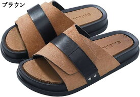 サンダル PUレザー パッチワーク ストラップ 外履きスリッパ EVA メンズ ルームスリッパ シャワーサンダル 滑らない 耐久性 水陸両用 走れる 夏用 日常使い