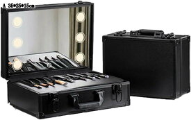 化粧ボックス コスメ収納 ミラー付き LEDライト 3色 美容師 メイクボックス 化粧品収納 間仕切り 旅行 出張 携帯便利 耐湿 遮光