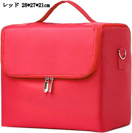 折り畳み式コスメボックス ファスナー メイクケース ポータブル メイクボックス 化粧箱 手提げ 防塵 防水 防湿 28*27*21cm パープル ピンク 黒 赤