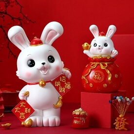 玄関収納 トレイ おしゃれ 可愛い 小物収納 鍵置き 腕時計収納 お皿を持っ親子ウサギ 置物 兎 動物 インテリア雑貨 多機能 ギフト プレゼント 誕生日 リビングルーム 卓上収納 貯金箱 面白い