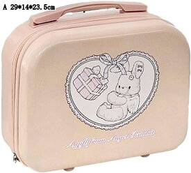 可愛いコスメ収納ボックス 兎 熊 プリント ファスナー 取っ手付き メイクケース 多機能収納ケース 化粧道具整理 お自宅用 防湿 耐久性 29*14*23.5cm