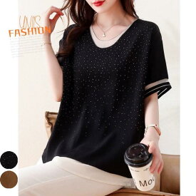 レディース シャツ ブラウス 半袖 Vネック トップス おしゃれ きれいめ 上品 大人可愛い エレガント カジュアル ゆったり 体型カバー 着痩せ 大きいサイズ 小さいサイズ オフィス 通勤 デート お出かけ 夏 フェイクレイヤード 重ね着風 シフォ