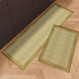 洗いやすい キッチンマット 玄関マット ドアマット 室内 屋内 寝室 洗面所 台所 ダイニング すべり止め 耐磨耗性 傷防止 麻 リネン 無地 ボーダー ロングマット 40*60cm 40*120cm 50*80cm 50*120cm