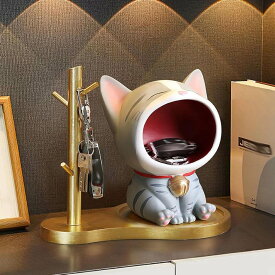 猫型 玄関収納 小物入れ 面白い 鍵置き 卓上収納 便利 インテリア おしゃれ 贈り物 樹脂製 彫刻装飾