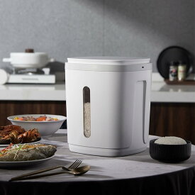 真空米びつ 米櫃 7kg スリム 保存容器 残量確認可 透明可視化窓 防湿 防虫 鮮度キープ 食品貯蔵タンク 米びつ ライスボックス 隙間 収納ボックス 豆 穀物 ペットフード ホワイト グレイ