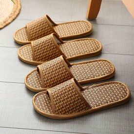 スリッパ 藤草 レディース メンズ 竹 男女兼用 ボアスリッパ 前開き 春夏 室内履き 素足 通気性 天然素材 暑さ対策 防滑 軽量 おしゃれ リネン チェック柄