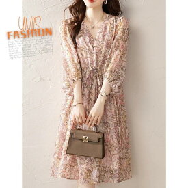 レディース ワンピース 花柄 Aライン 五分袖 パフスリーブ フレア ミモレ丈 体型カバー きれいめ 大きいサイズ おしゃれ 可愛い 代 代 代 オフィス カジュアル デート お出かけ 旅