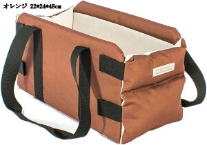 犬猫用 ペットドライブボックス シートベルト付き 車用キャリー 座席シート ポータブル安全シート 小型犬用 多機能レザー 清潔 お出かけ 通年 オレンジ 22*24*48cm