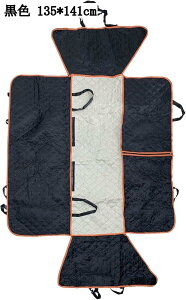 犬用車載シート ペットドライブシート 後部座席用 大中小型車対応 滑り止め シートベルト付き 折り畳み式 防汚 ペットマット 黒色 135*141cm