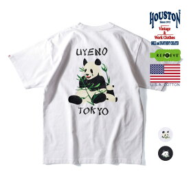 HOUSTON / ヒューストン 22119 RECYCLE US COTTON PRINT TEE(PANDA) / リサイクルコットンプリント半袖Tシャツ -全2色- クルーネック メンズ パンダ スカジャン 上野 東京 シーズンレス ヴィンテージ ミリタリー カジュアル アメカジ 大きいサイズ[22119]