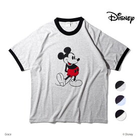 HOUSTON / ヒューストン 22120 DISNEY PRINT TEE / ディズニープリントTシャツ -全3色- 半袖Tシャツ メンズ レディース ユニセックス アメリカン リンガーTシャツ リブ ギフト プレゼント 大きいサイズ[22120]