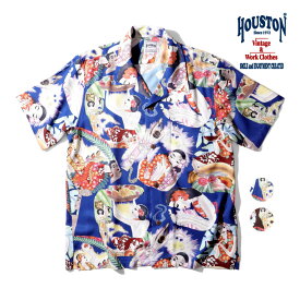 HOUSTON / ヒューストン 40981 ALOHA SHIRT(HAWAII) / アロハシャツ -全3色- オープンカラー 開襟シャツ メンズ 半袖シャツ ミリタリー カジュアル 大きいサイズ ヴィンテージ ビンテージ ハワイ[40981]