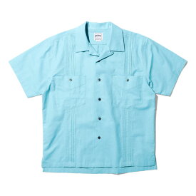HOUSTON / ヒューストン 41037 COTTON LINEN CUBA SHIRT / コットンリネンキューバシャツ -全4色- オープンカラー 開襟シャツ メンズ タック 半袖シャツ 綿麻 ワイドシルエット カジュアル [41037]