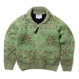 HOUSTON / ヒューストン 22141 COWICHAN KNIT CARDIGAN(SNOW) / カウチンニットカーディガン(雪柄) -全3色- メンズ シンプル ミリタリー MILITARY アメカジ ヴィンテージ 結晶 ジップアップ バルキー糸 [22141]