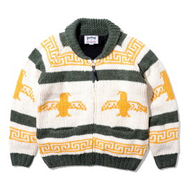 HOUSTON / ヒューストン 22143 COWICHAN KNIT CARDIGAN(BIRD) / カウチンニットカーディガン(バード) -全3色- メンズ シンプル ミリタリー MILITARY 鳥 鷲 アメカジ ヴィンテージ ジップアップ バルキー糸 [22143]