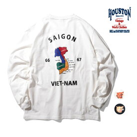HOUSTON / ヒューストン 22153 SOUVENIR L/S TEE(MAP) / スーベニア長袖Tシャツ(マップ) -全2色- メンズ 大きいサイズ 刺繍風 ベトナム 虎 福 リブ 地図 ギフト プレゼント ミリタリー MILITARY[22153]