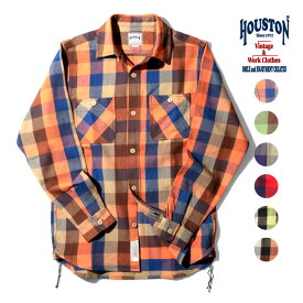 HOUSTON / ヒューストン 40958 BLOCK CHECK VIYELLA SHIRT / ブロックチェックビエラシャツ -全6色- 長袖シャツ フランネルシャツ ワークシャツ メンズ ミリタリー カジュアル 大きいサイズ ヴィンテージ ビンテージ [40958]