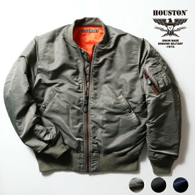 HOUSTON / ヒューストン 50316 MA-1 FLIGHT JACKET / MA-1 フライトジャケット -全3色- メンズ レディース ミリタリー MILITARY オレンジ ジャンパー ブルゾン 中綿 ナイロン 裏地 MA1 秋冬 大きいサイズ 父の日 アウター 厚手 ゆったり 防寒 作業着 シンプル[50316]