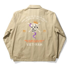 HOUSTON / ヒューストン 51270 COTTON VIETNAM JACKET(SKULL) / コットンベトナムジャケット(スカル) -全3色- 長袖 メンズ ミリタリー 大きいサイズ ヴィンテージ ビンテージ 中綿 ベトジャン ドクロ 龍 虎 福[51270]