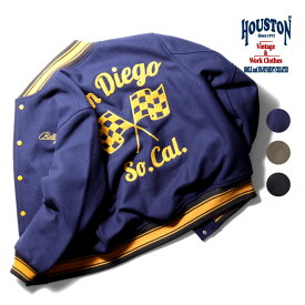 HOUSTON / ヒューストン 51305 MELTON AWARD JACKET (CARCLUB)/ メルトンアワードジャケット -全3色- 長袖 スタジャン メンズ ミリタリー カジュアル 大きいサイズ ジャンパージャンバー フラッグ 刺繍 ワッペン[51305]