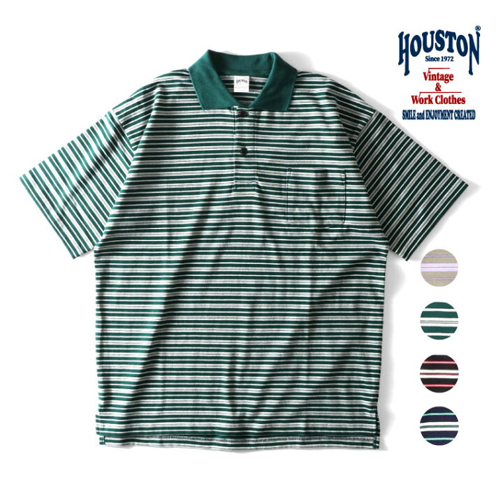 楽天市場】HOUSTON / ヒューストン 22201 MULTI BORDER WIDE POLO S/S 