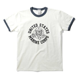 HOUSTON / ヒューストン 22206-8 RINGER PRINT S/S TEE / リンガープリント半袖Tシャツ -全3種 各2色- クルーネック メンズ ヴィンテージ ミリタリー カジュアル アメカジ 大きいサイズ[22206-8]