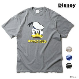 HOUSTON / ヒューストン 22223 【HOUSTON】 DONALD DUCK PRINT S/S TEE / ドナルドダックプリント半袖Tシャツ -全3色- メンズ レディース 半袖 ディズニー レトロ コラボ 大きいサイズ ピグメント [22223]