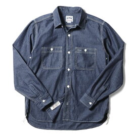 HOUSTON / ヒューストン 40697 USA COTTON CHAMBRAY WORK SHIRT / コットンシャンブレーワークシャツ -全3色- メンズ シンプル USコットン 長袖シャツ ミリタリー カジュアル アメカジ ヴィンテージ [40697]