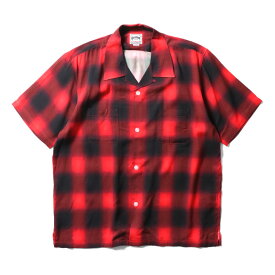 HOUSTON / ヒューストン 40988 OMBRE CHECK S/S SHIRT / オンブレチェック半袖シャツ -全6色- オープンカラー 開襟シャツ メンズ レーヨン オールドアメリカン 大きいサイズ グラデーション ミリタリー カジュアル [40988]