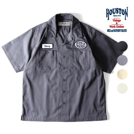 HOUSTON / ヒューストン 41091 CUSTOM TC TWILL WORK S/S SHIRT / カスタムTCツイルワークシャツ -全5色- メンズ ワッペン 半袖シャツ 開襟シャツ ミリタリー カジュアル パッチ アメカジ ヴィンテージ [41091]