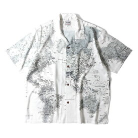 HOUSTON / ヒューストン 41104 ALOHA SHIRT (MAP) / アロハシャツ -全3色- メンズ 派手 ハワイアンシャツ 半袖シャツ ミリタリー カジュアル アメカジ ヴィンテージ 世界地図 カラフル モノクロ マップ[41104]