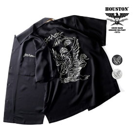 HOUSTON / ヒューストン 41122 SOUVENIR SHIRT (HAWK) / スーベニアシャツ -全2色- メンズ 派手 スカシャツ 半袖シャツ ミリタリー カジュアル アメカジ ヴィンテージ [41122]