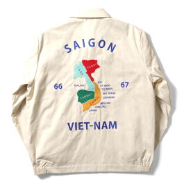 HOUSTON / ヒューストン 51351 VIETNAM JACKET (MAP) / ベトナムジャケット -全3色- メンズ 刺繍 スカジャン ベトジャン ミリタリー 大きいサイズ 虎 地図 アメカジ ヴィンテージ [51351]