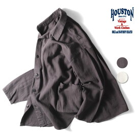 HOUSTON / ヒューストン 51369 COTTON LINEN WIDE SHIRT JACKET / コットンリネンワイドシャツジャケット -全2色- メンズ 無地 ミリタリー 大きいサイズ 大きめのサイズ アメカジ ヴィンテージ [51369]